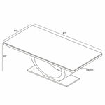 94-Inch Modern White Faux Marble Top Dining Table with Polished Gold Oval Base by Quality Living Furniture