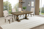 Traditional Solid Wood Trestle Dining Set With Upholstered Chairs (D702 D703) by Quality Living Furniture