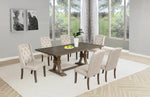Traditional Solid Wood Rectangular Trestle Dining Set With Chairs by Quality Living Furniture