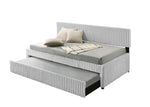 Modern Upholstered Kids Twin Platform Bed with Trundle and Channel Tufted Headboard (K45, K46, K47) by Quality Living Furniture