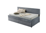 Modern Upholstered Kids Twin Platform Bed with Trundle and Channel Tufted Headboard (K45, K46, K47) by Quality Living Furniture