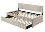 Modern Upholstered Kids Twin Platform Bed with Trundle and Channel Tufted Headboard (K45, K46, K47) by Quality Living Furniture