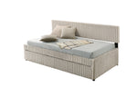 Modern Upholstered Kids Twin Platform Bed with Trundle and Channel Tufted Headboard (K45, K46, K47) by Quality Living Furniture