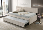 Modern Upholstered Kids Twin Platform Bed with Trundle and Channel Tufted Headboard (K45, K46, K47) by Quality Living Furniture