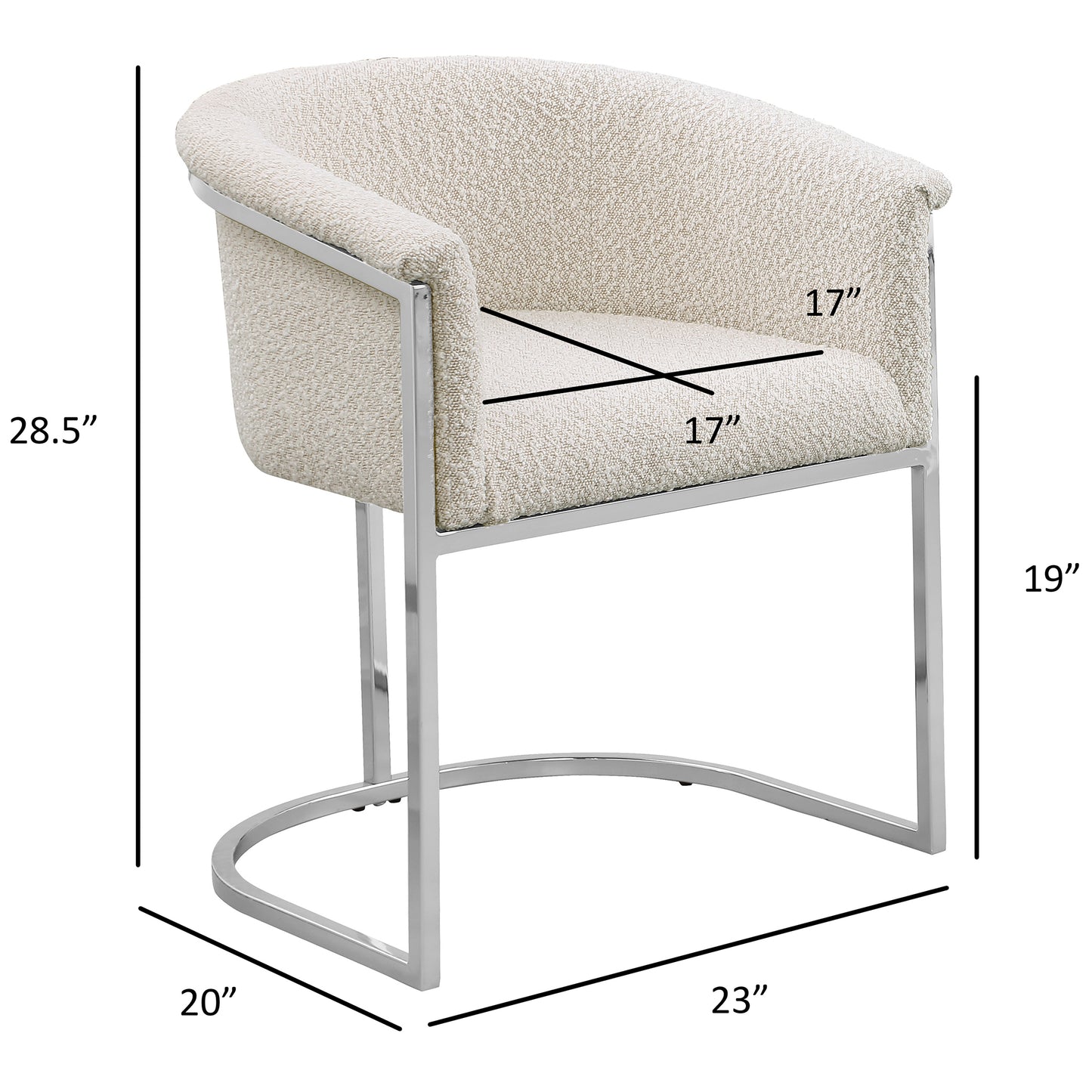 SC010-7, CH010-7, & BS010-7: Modern Boucle Fabric Chairs with U-Shaped Chrome Legs (Set of 2)