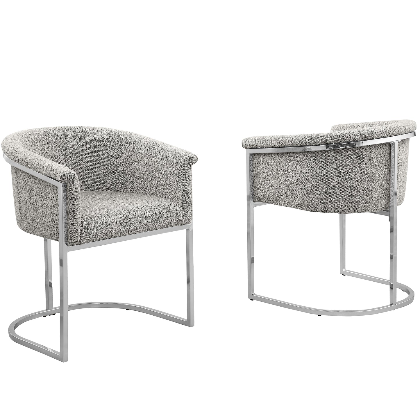 SC010-7, CH010-7, & BS010-7: Modern Boucle Fabric Chairs with U-Shaped Chrome Legs (Set of 2)