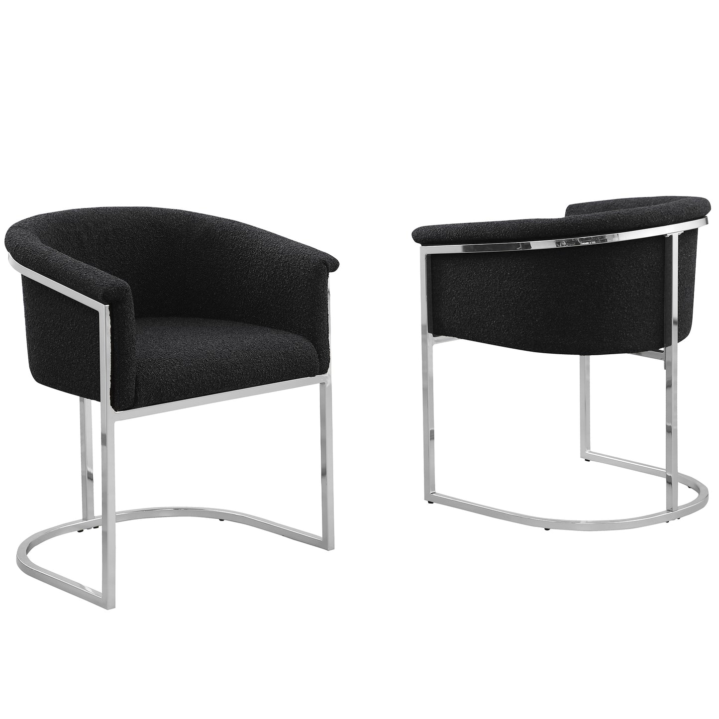 SC010-7, CH010-7, & BS010-7: Modern Boucle Fabric Chairs with U-Shaped Chrome Legs (Set of 2)
