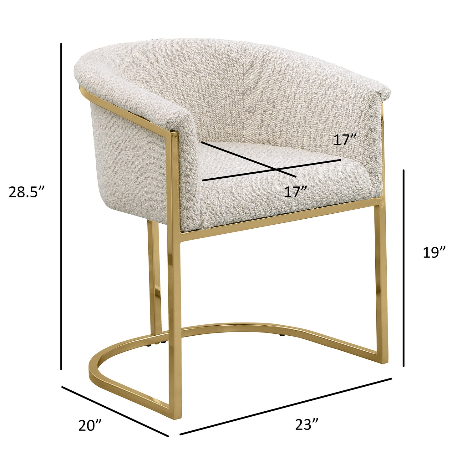 SC010-7, CH010-7, & BS010-7: Modern Boucle Fabric Chairs with U-Shaped Chrome Legs (Set of 2)