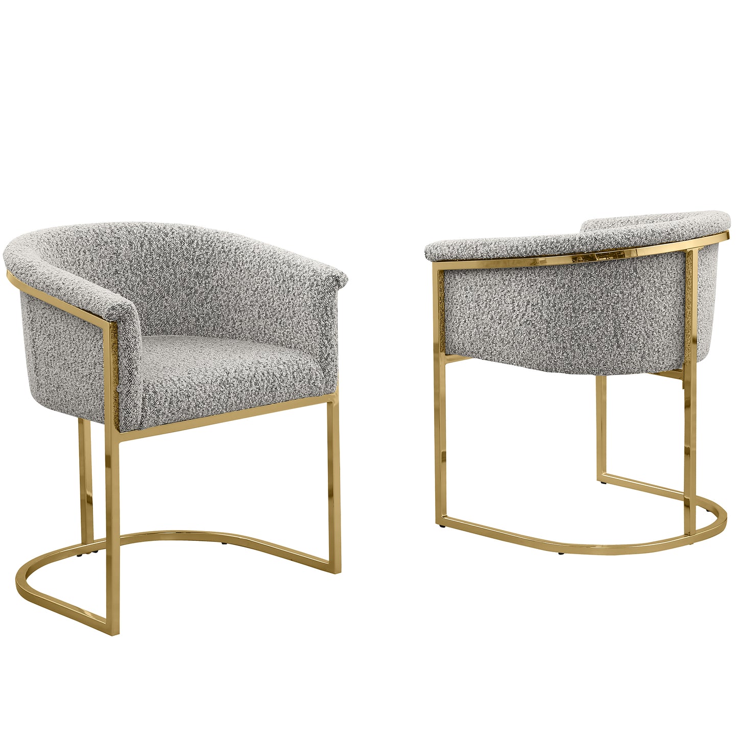 SC010-7, CH010-7, & BS010-7: Modern Boucle Fabric Chairs with U-Shaped Chrome Legs (Set of 2)