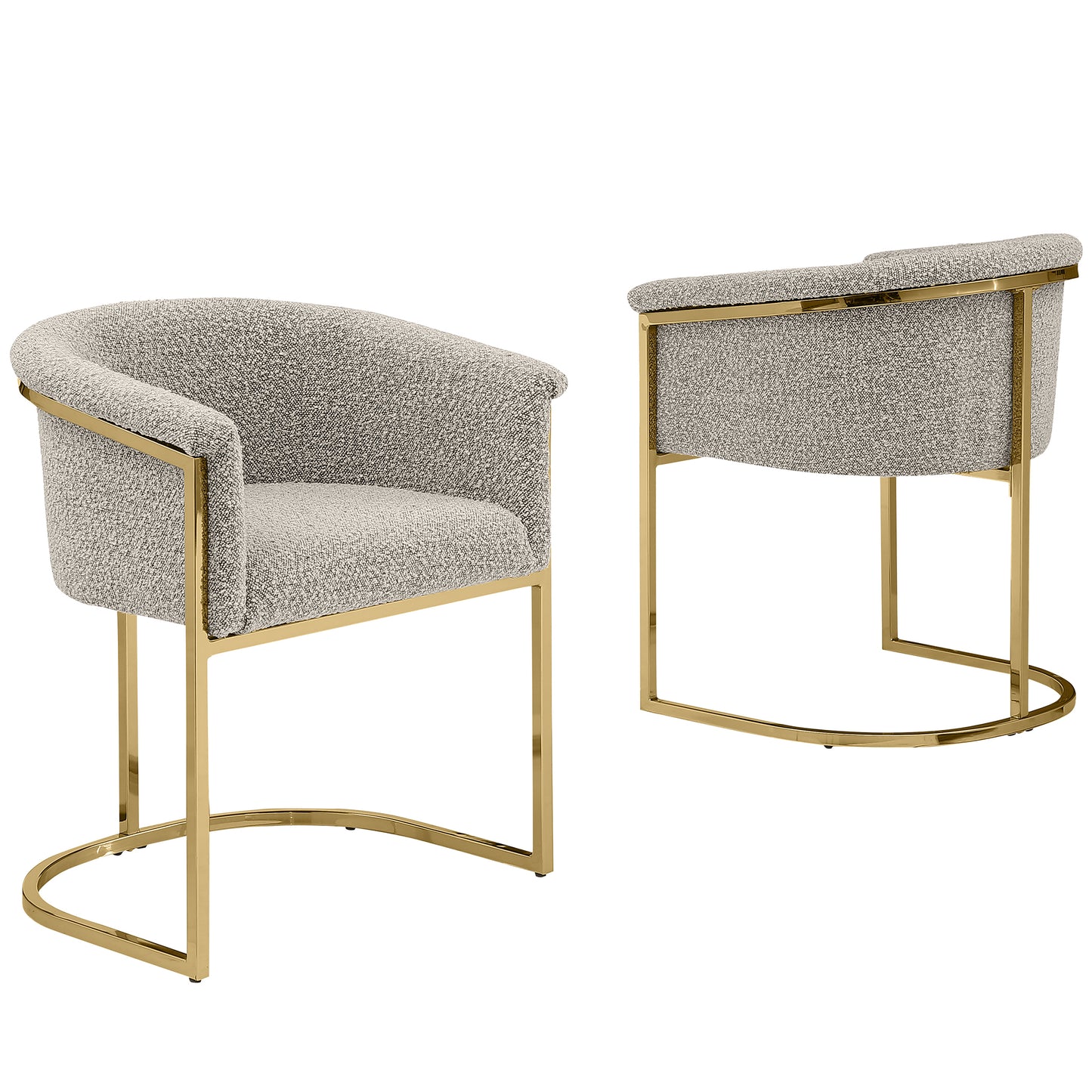 SC010-7, CH010-7, & BS010-7: Modern Boucle Fabric Chairs with U-Shaped Chrome Legs (Set of 2)