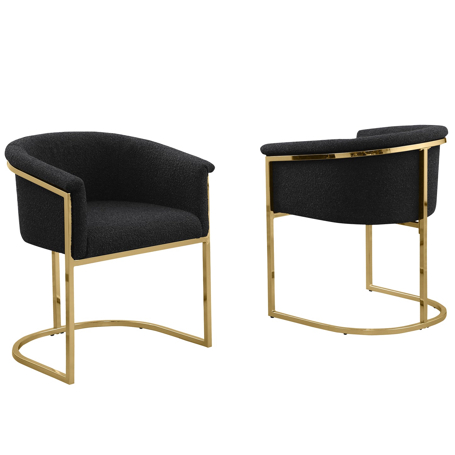 SC010-7, CH010-7, & BS010-7: Modern Boucle Fabric Chairs with U-Shaped Chrome Legs (Set of 2)