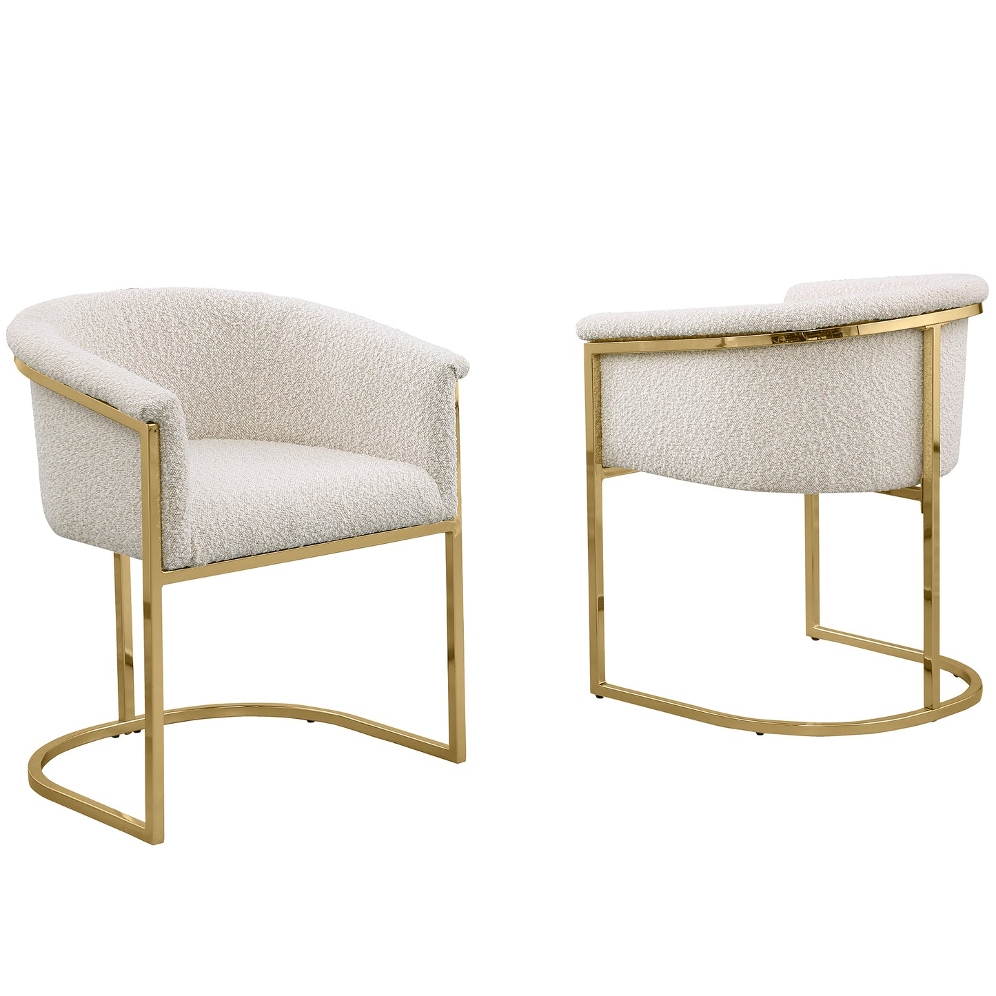 SC010-7, CH010-7, & BS010-7: Modern Boucle Fabric Chairs with U-Shaped Chrome Legs (Set of 2)