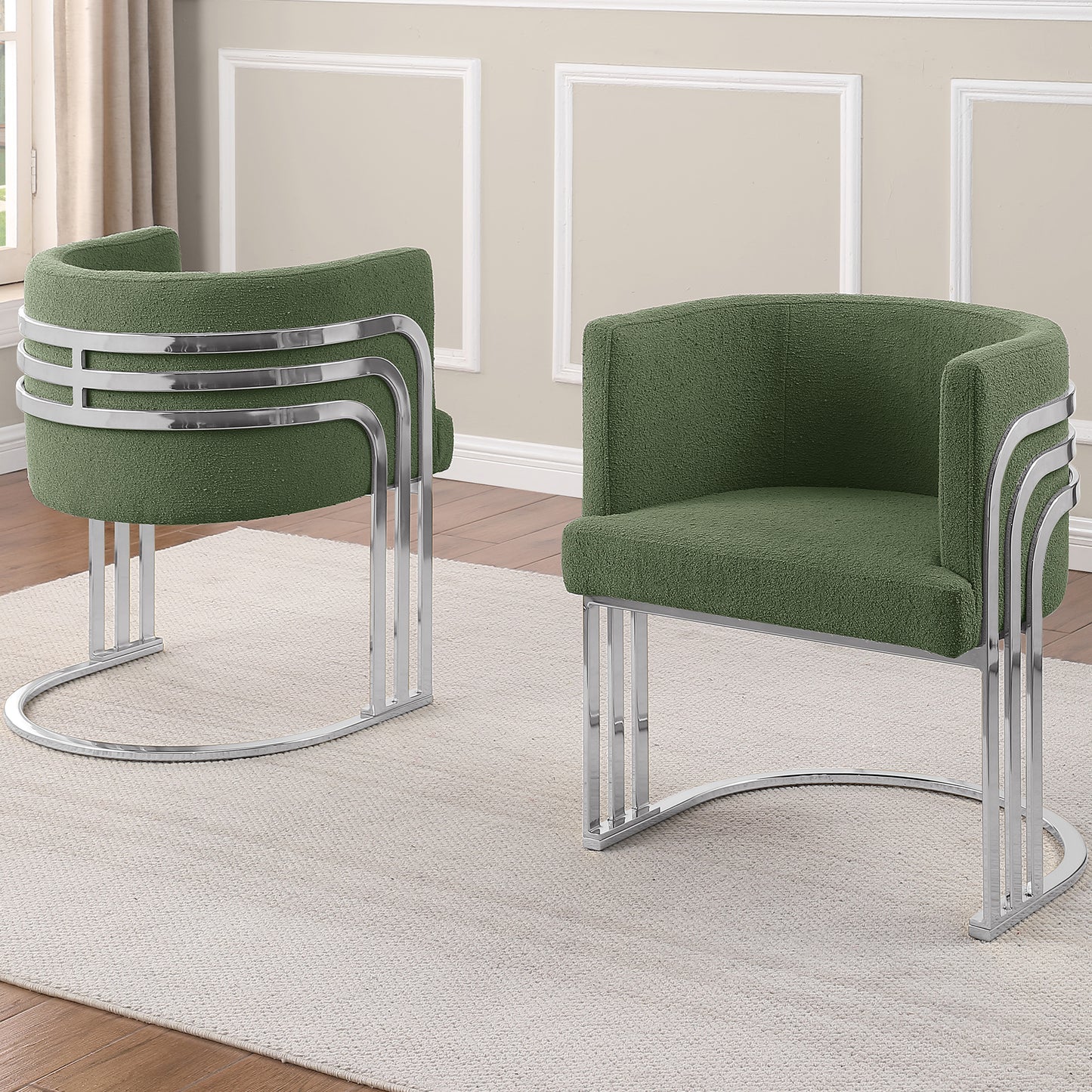SC020-7, CH020-7, & BS020-7: Modern Teddy Fabric Chairs with Chrome Base