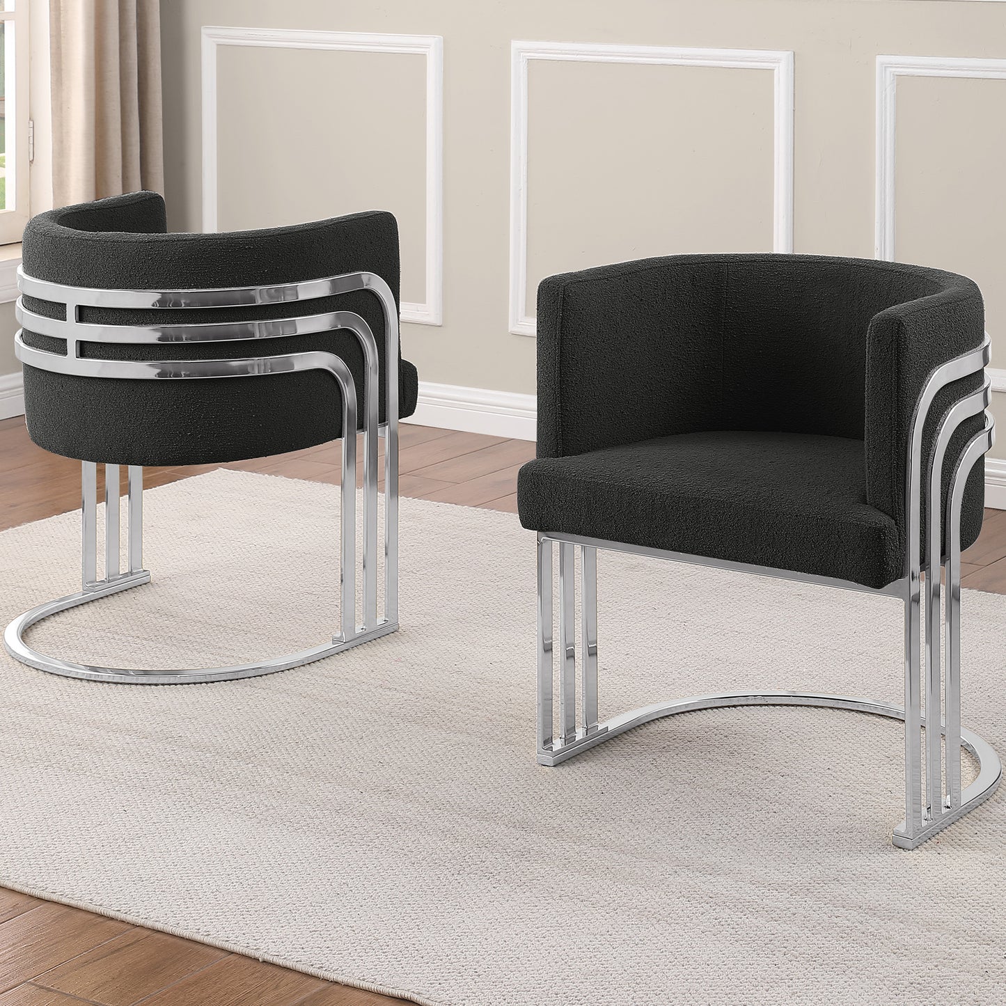 SC020-7, CH020-7, & BS020-7: Modern Teddy Fabric Chairs with Chrome Base