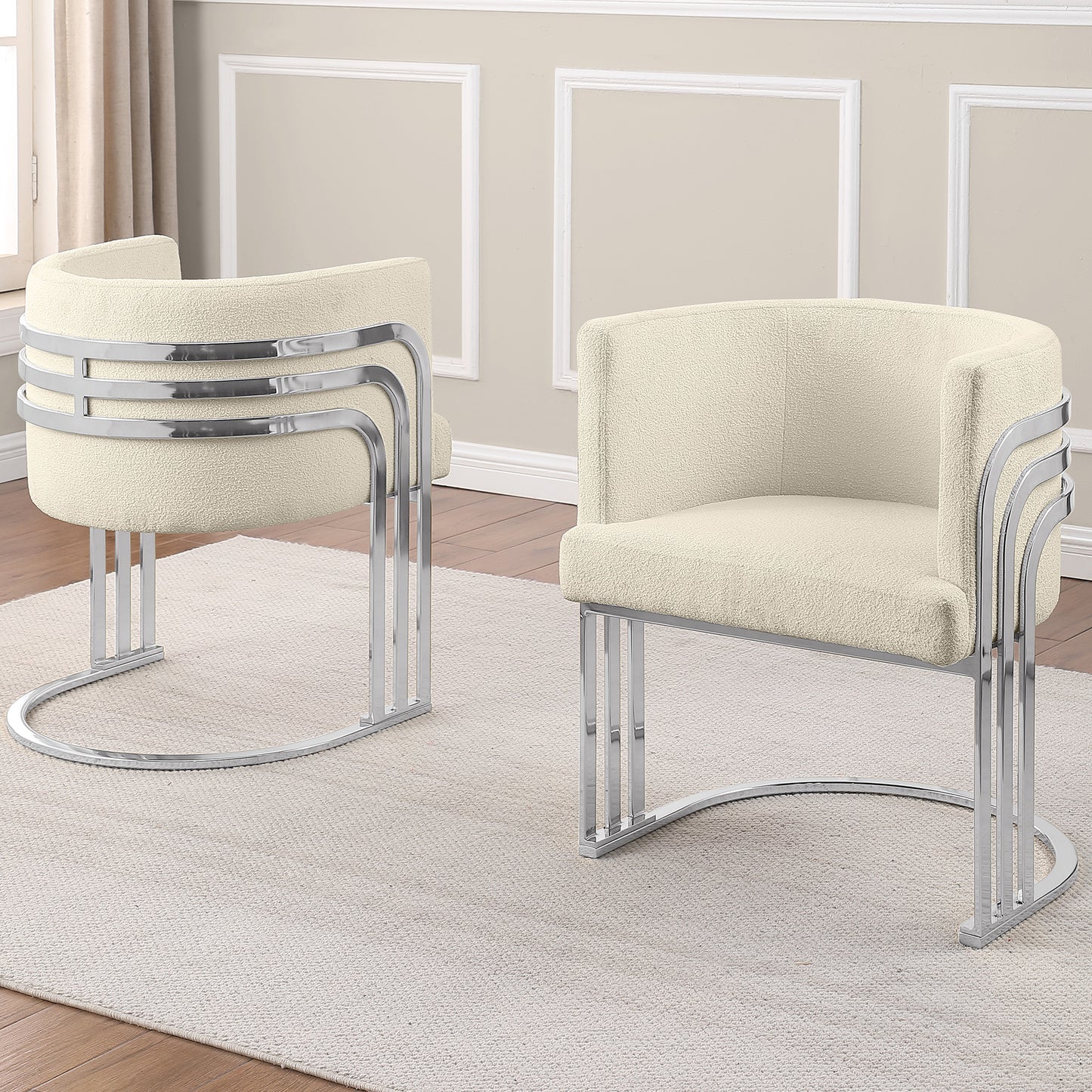 SC020-7, CH020-7, & BS020-7: Modern Teddy Fabric Chairs with Chrome Base