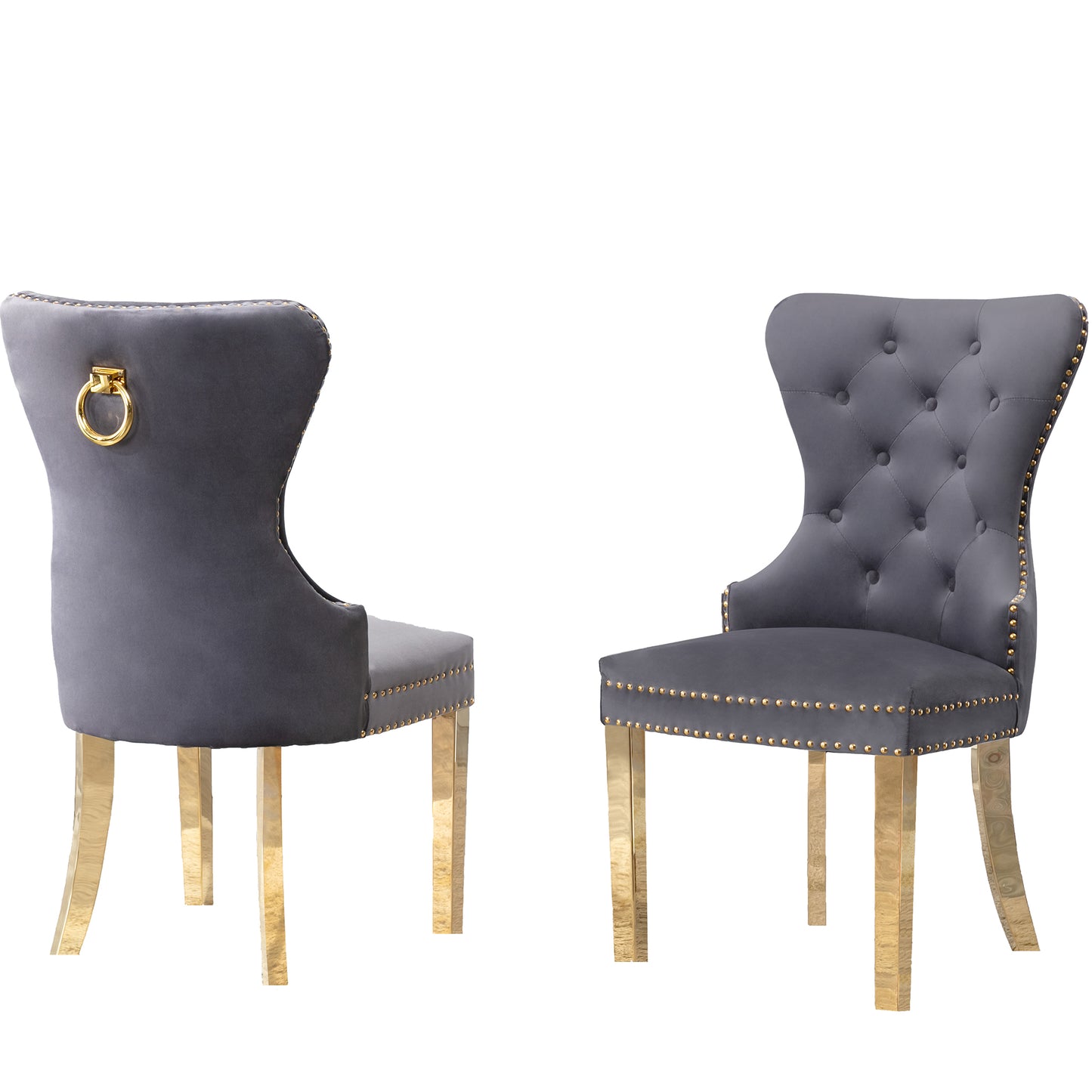 SC45-48 & SC115-8: Velvet Wing Back Button Tufted Chairs with Stainless Steel Legs