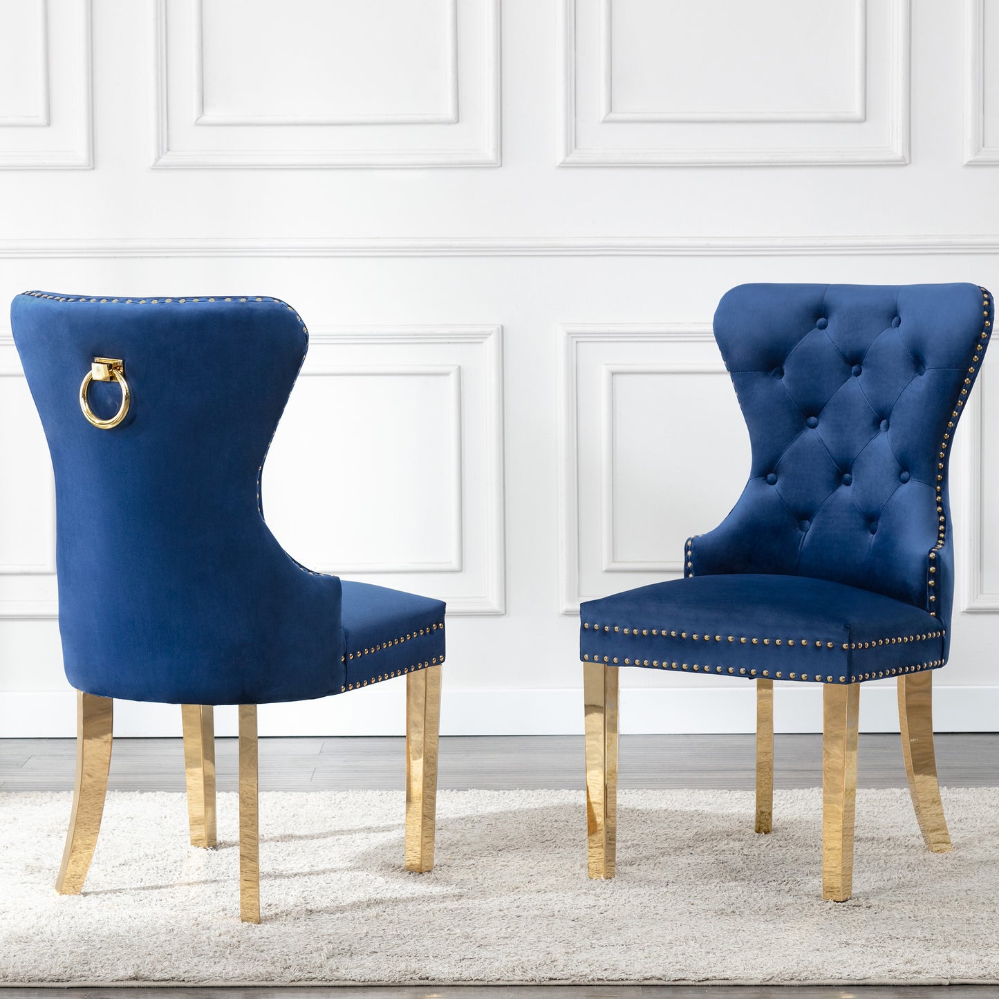 SC45-48 & SC115-8: Velvet Wing Back Button Tufted Chairs with Stainless Steel Legs
