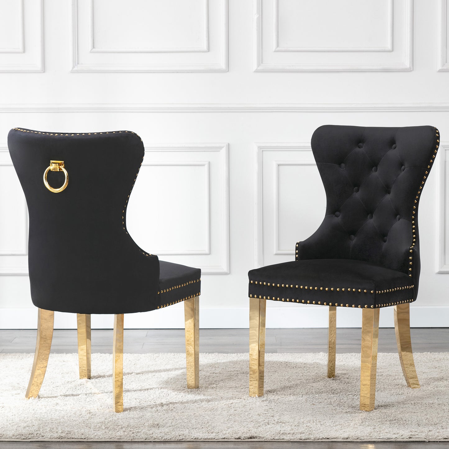 SC45-48 & SC115-8: Velvet Wing Back Button Tufted Chairs with Stainless Steel Legs