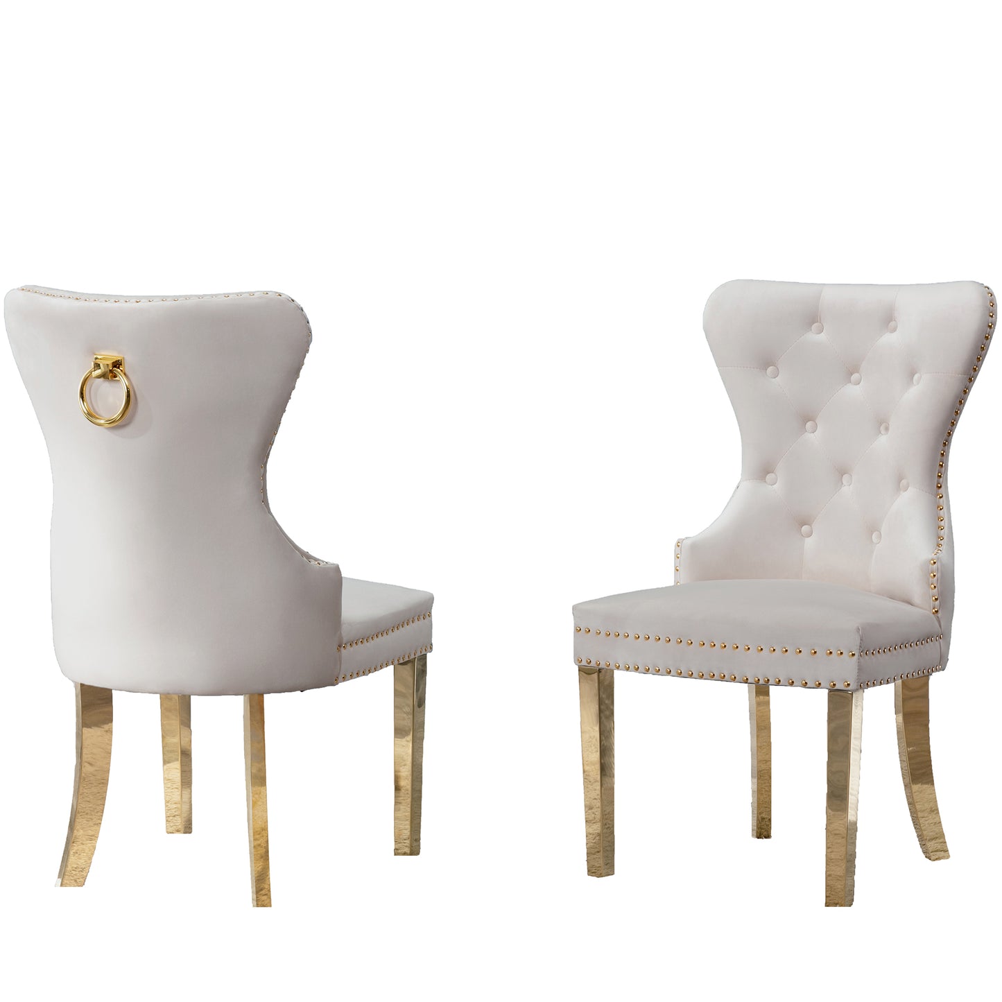 SC45-48 & SC115-8: Velvet Wing Back Button Tufted Chairs with Stainless Steel Legs