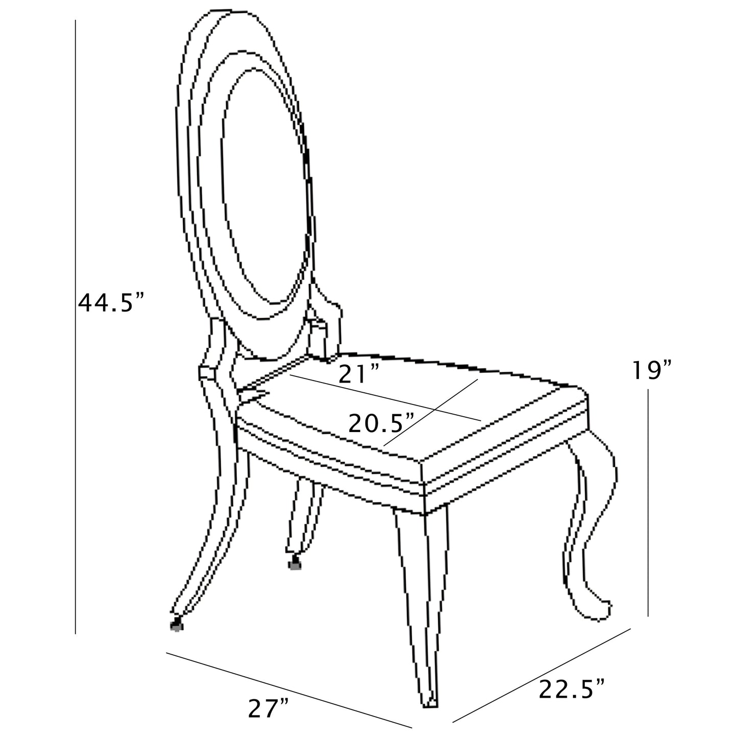 SC180-7: Velvet Round Back Side Chair with Stainless Steel Legs (Set of 2)