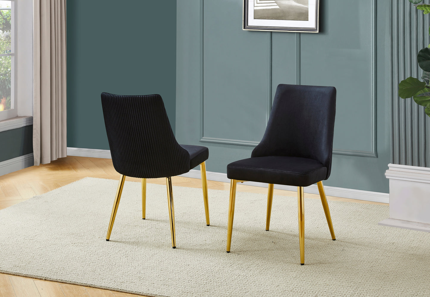 SC260-2: Pleated Velvet Side Chairs (Set of 2)