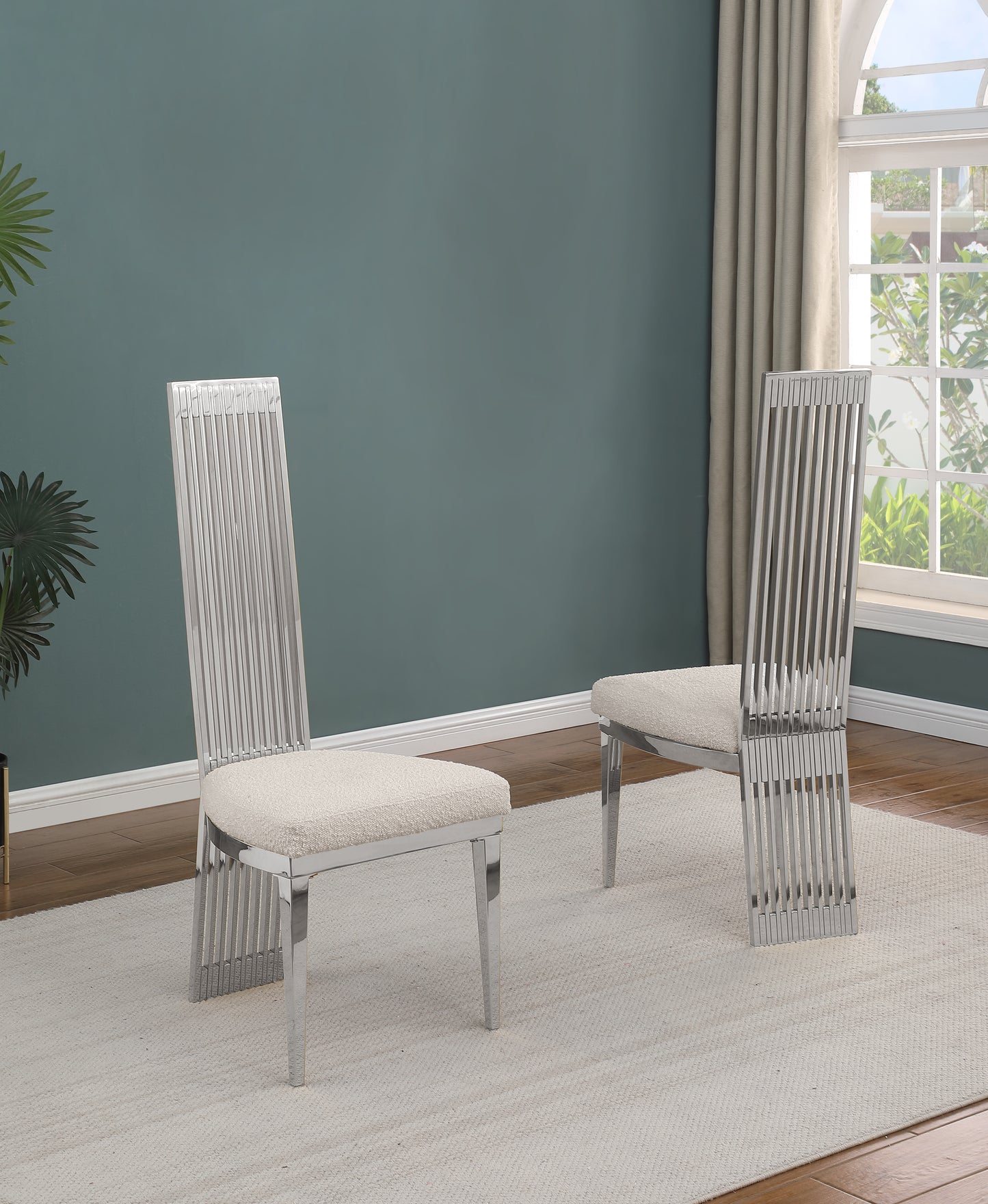 SC278 & SC279: Tall Slat Back Dining Side Chairs in Cream