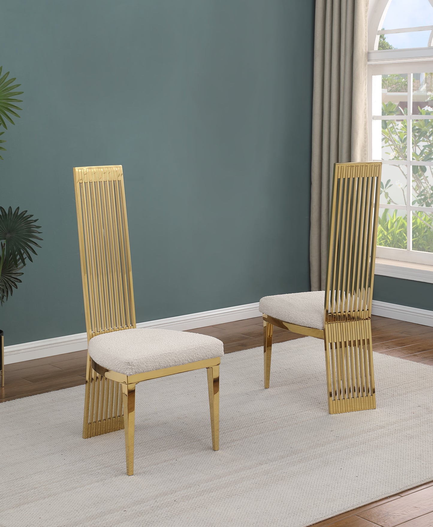 SC278 & SC279: Tall Slat Back Dining Side Chairs in Cream