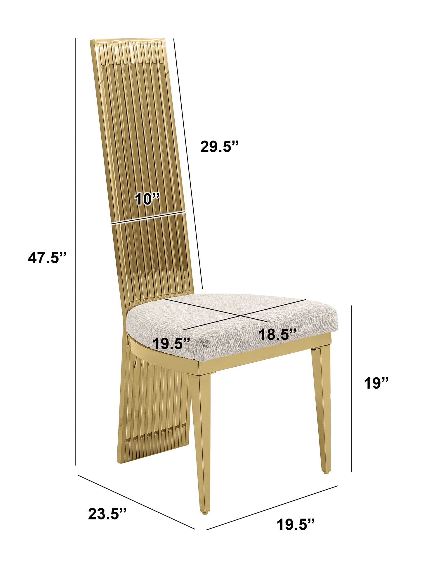 SC278 & SC279: Tall Slat Back Dining Side Chairs in Cream