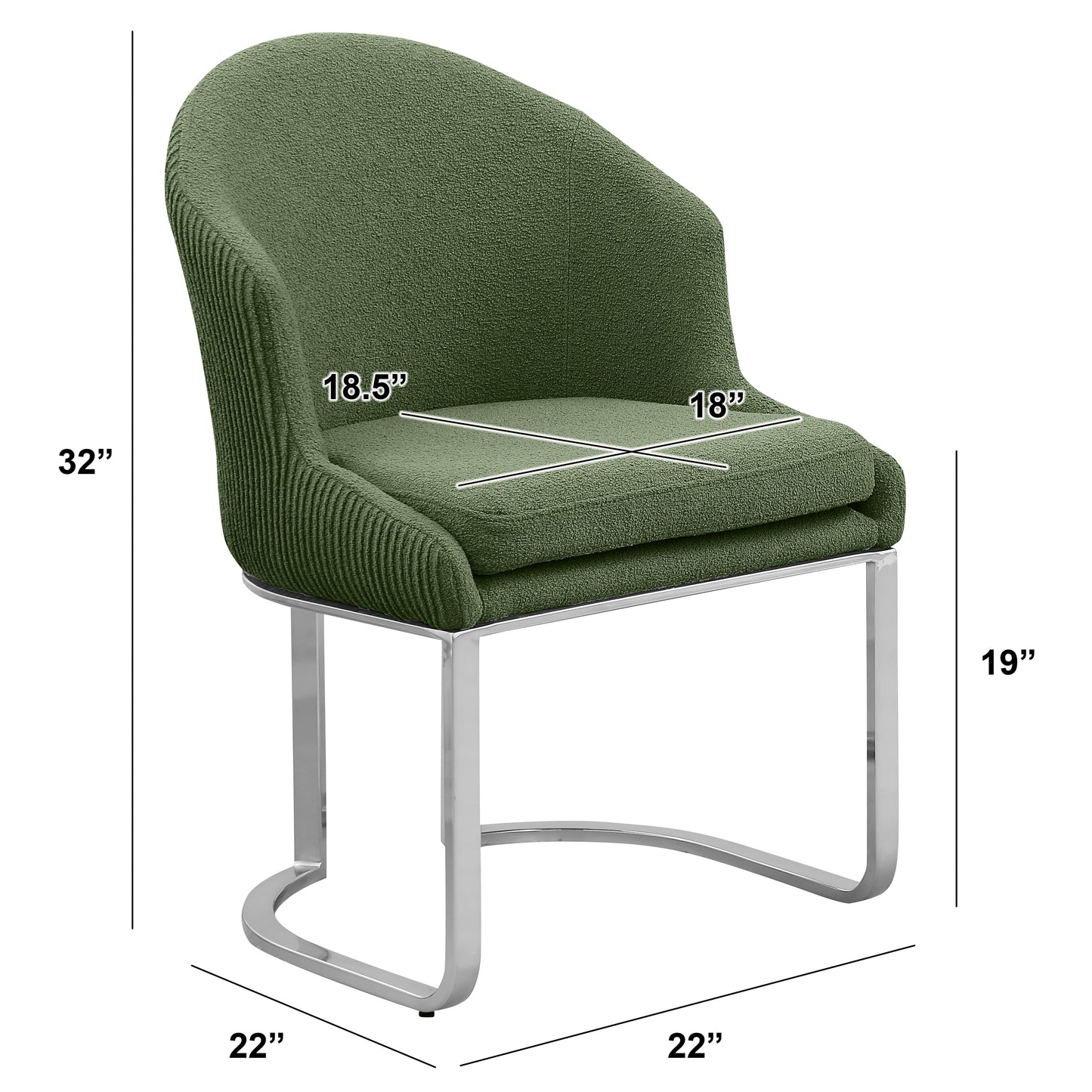 SC370-7, CH370-7, & BS370-7: Modern Teddy Upholstered Chairs with Chrome Finish Legs & Decorative Back Ring Handle (Set of 2)