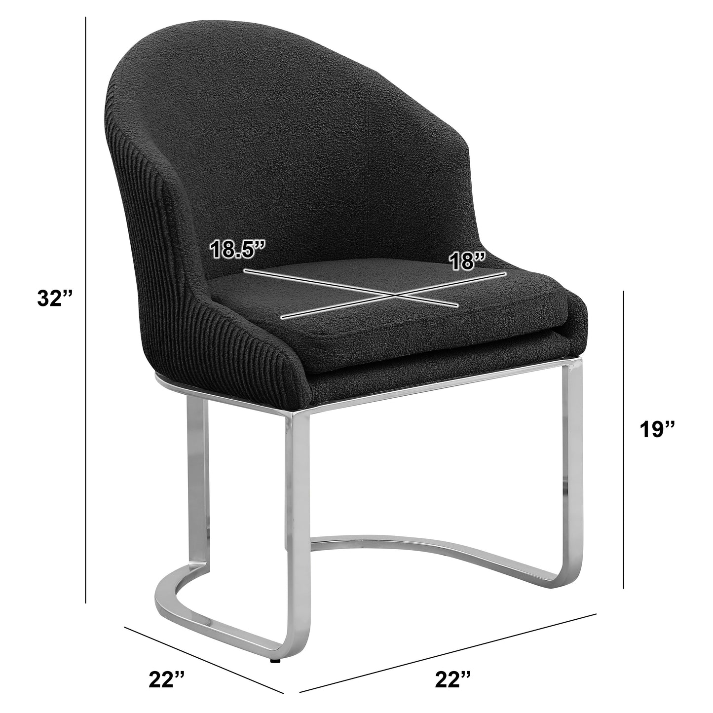 SC370-7, CH370-7, & BS370-7: Modern Teddy Upholstered Chairs with Chrome Finish Legs & Decorative Back Ring Handle (Set of 2)