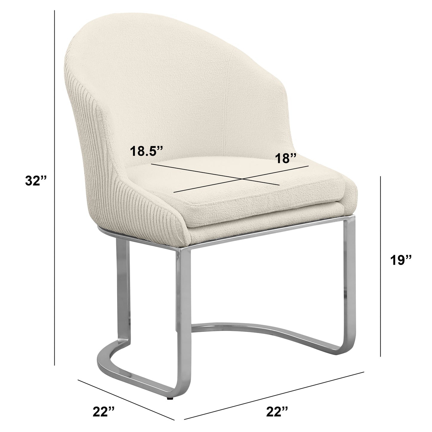 SC370-7, CH370-7, & BS370-7: Modern Teddy Upholstered Chairs with Chrome Finish Legs & Decorative Back Ring Handle (Set of 2)