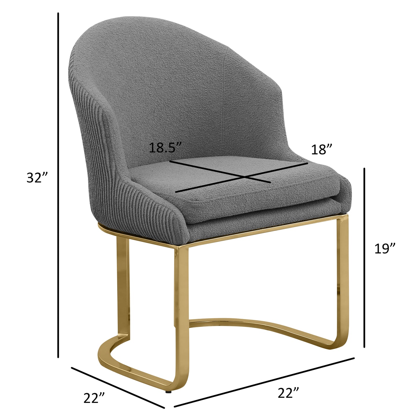 SC370-7, CH370-7, & BS370-7: Modern Teddy Upholstered Chairs with Chrome Finish Legs & Decorative Back Ring Handle (Set of 2)