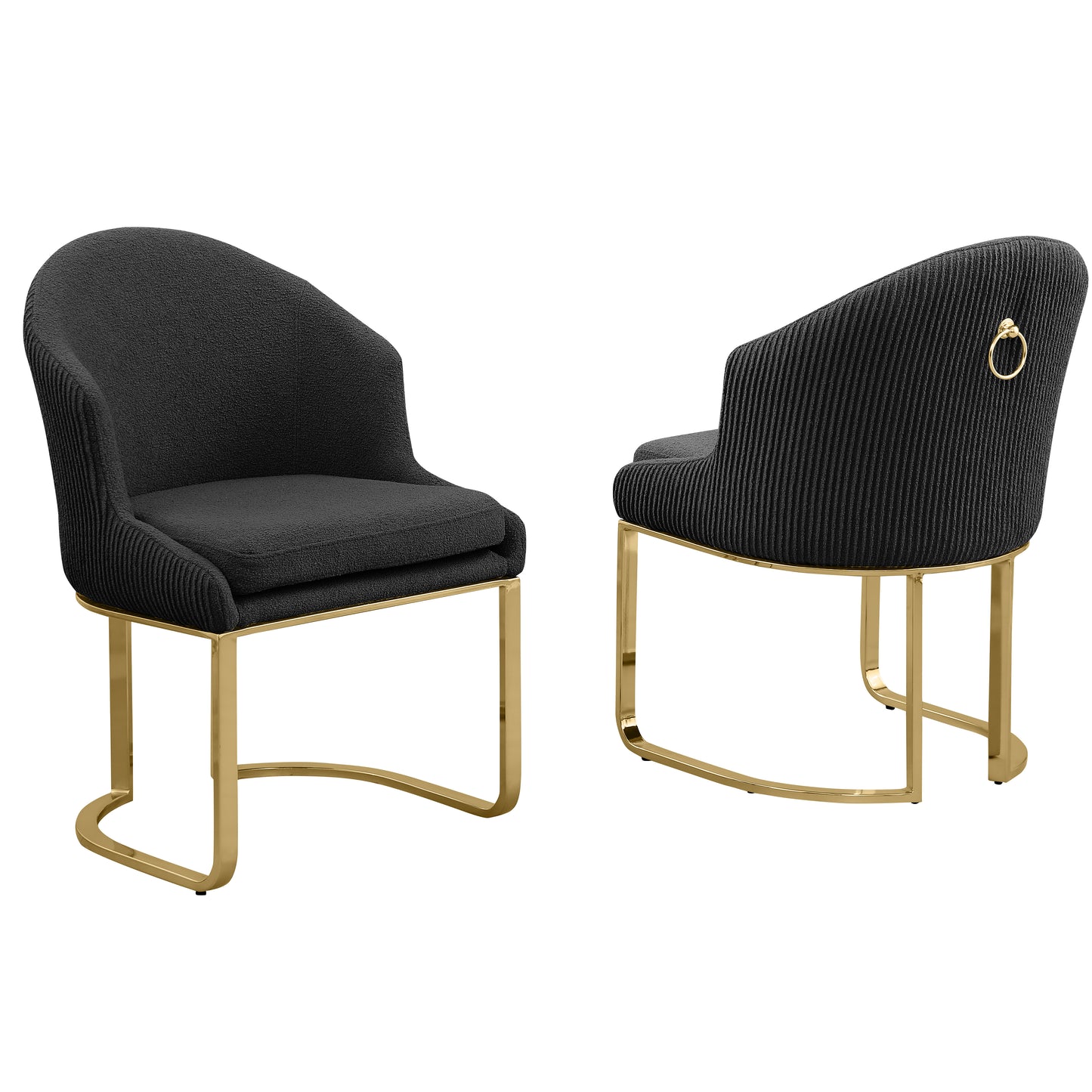 SC370-7, CH370-7, & BS370-7: Modern Teddy Upholstered Chairs with Chrome Finish Legs & Decorative Back Ring Handle (Set of 2)