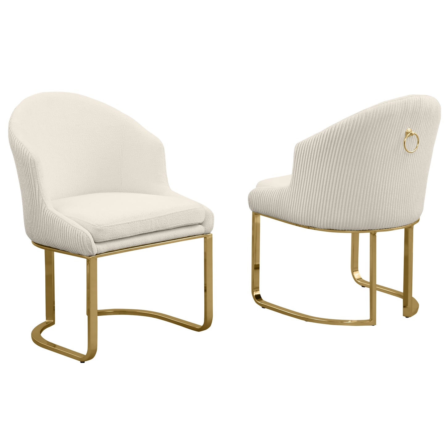 SC370-7, CH370-7, & BS370-7: Modern Teddy Upholstered Chairs with Chrome Finish Legs & Decorative Back Ring Handle (Set of 2)