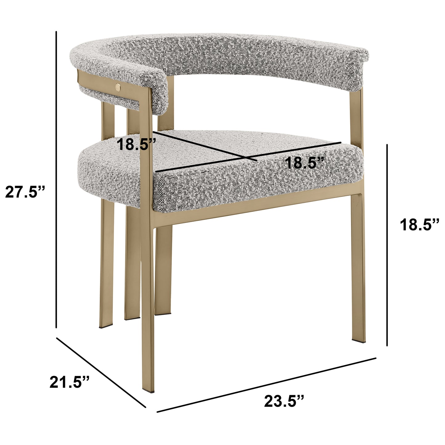 SC380-7. CH380-7, & BS380-7: Modern Boucle Upholstered Chairs with Matte Brushed Chrome Finish Legs (Set of 2)