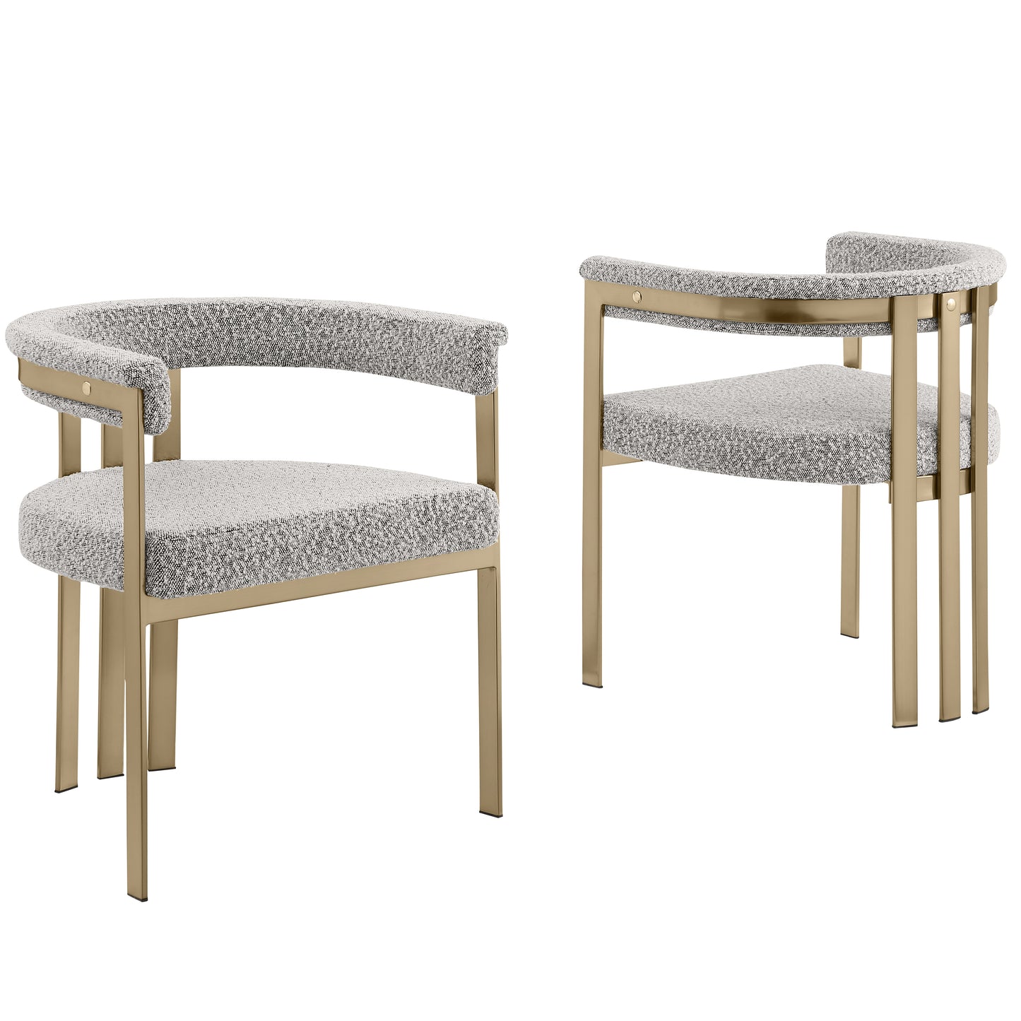 SC380-7. CH380-7, & BS380-7: Modern Boucle Upholstered Chairs with Matte Brushed Chrome Finish Legs (Set of 2)