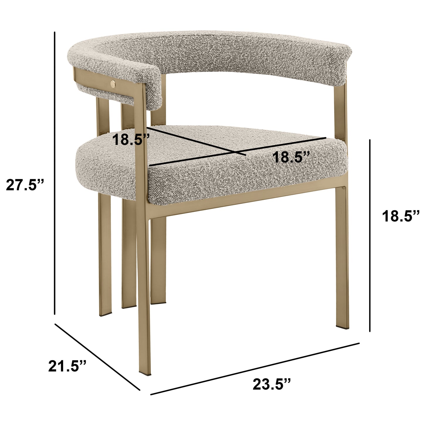 SC380-7. CH380-7, & BS380-7: Modern Boucle Upholstered Chairs with Matte Brushed Chrome Finish Legs (Set of 2)
