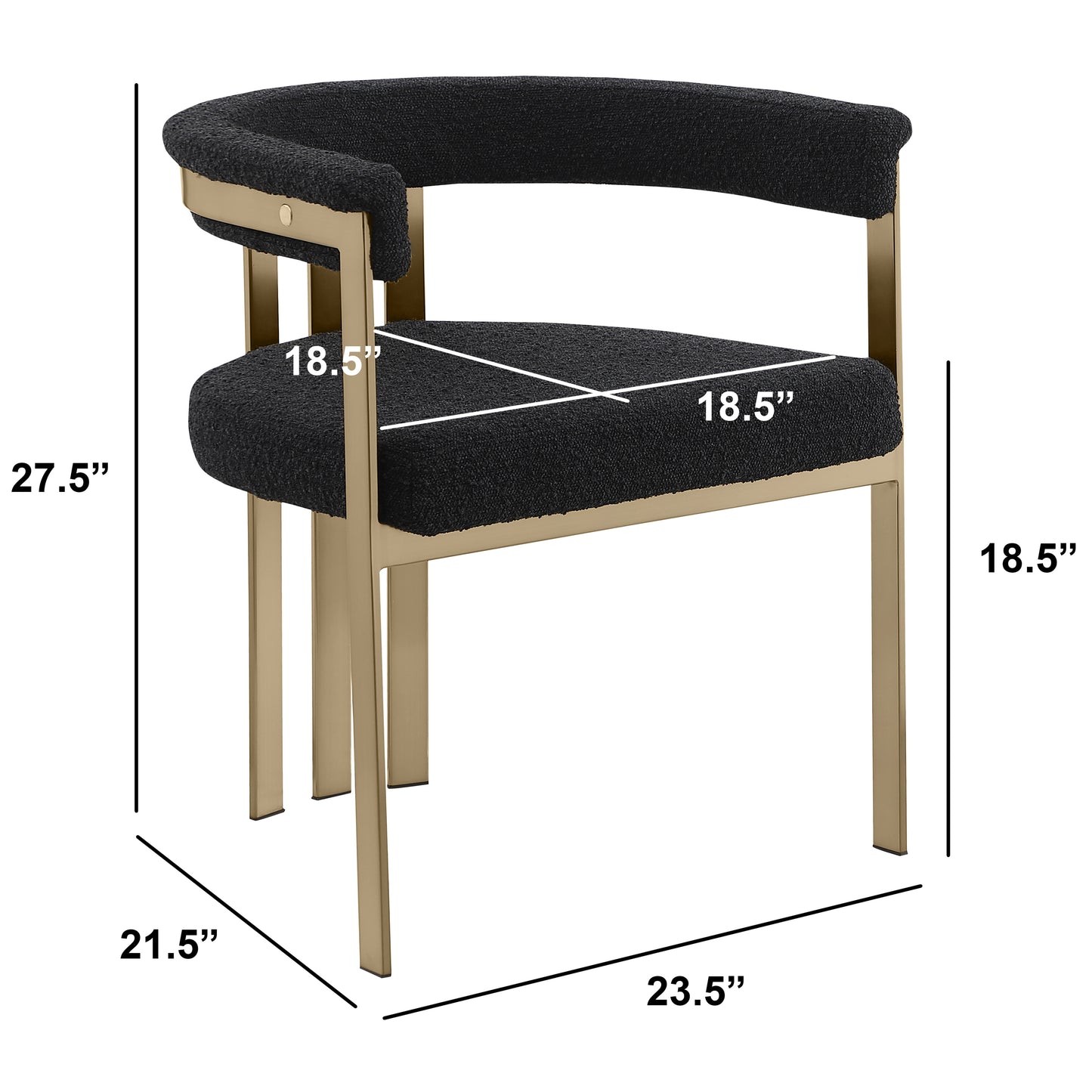 SC380-7. CH380-7, & BS380-7: Modern Boucle Upholstered Chairs with Matte Brushed Chrome Finish Legs (Set of 2)
