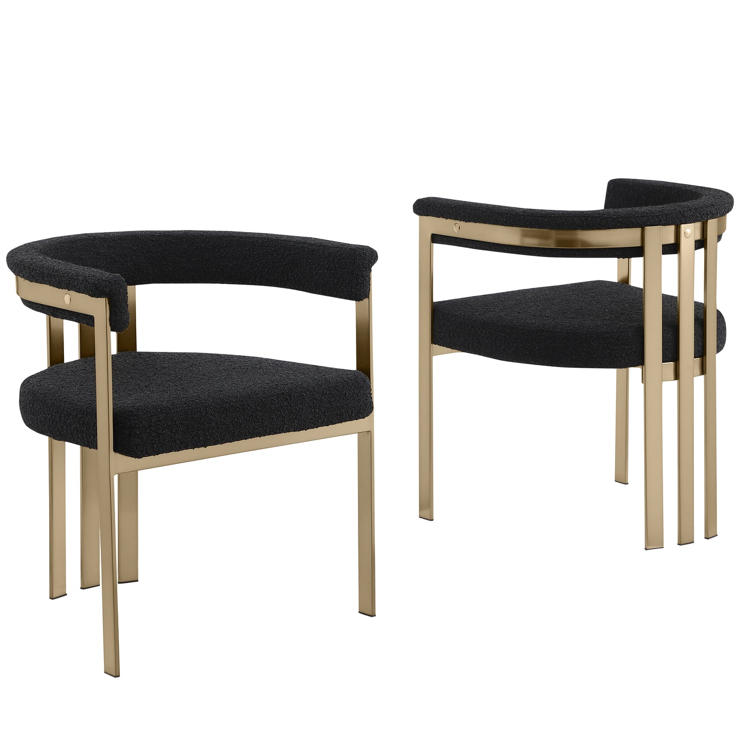 SC380-7. CH380-7, & BS380-7: Modern Boucle Upholstered Chairs with Matte Brushed Chrome Finish Legs (Set of 2)