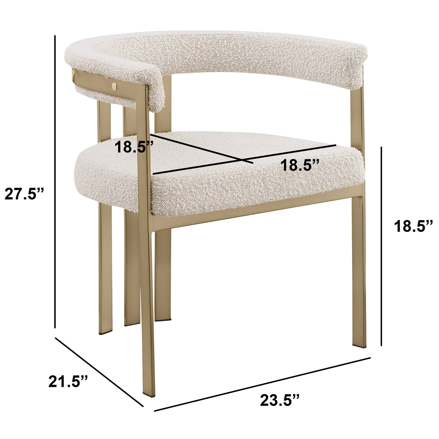 SC380-7. CH380-7, & BS380-7: Modern Boucle Upholstered Chairs with Matte Brushed Chrome Finish Legs (Set of 2)