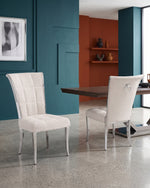 Boucle Upholstered Side Chair with Polished Chrome Frame (SC420-4) by Quality Living Furniture
