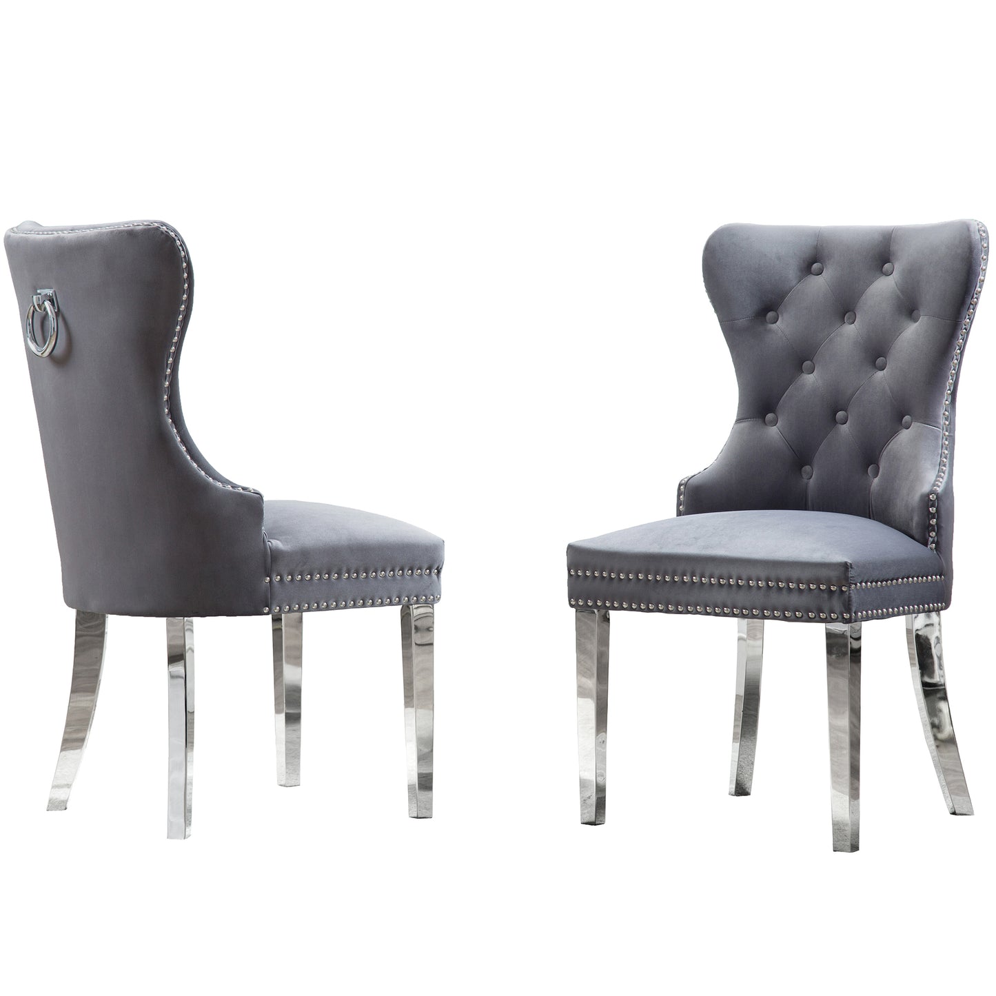 SC45-48 & SC115-8: Velvet Wing Back Button Tufted Chairs with Stainless Steel Legs