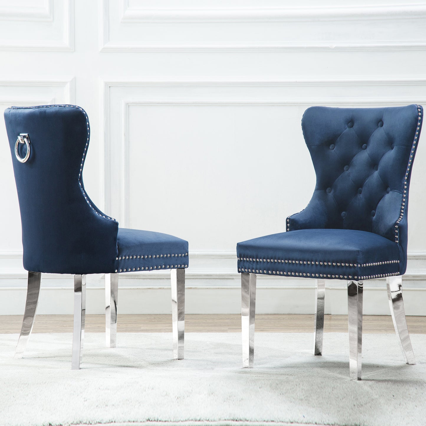 SC45-48 & SC115-8: Velvet Wing Back Button Tufted Chairs with Stainless Steel Legs