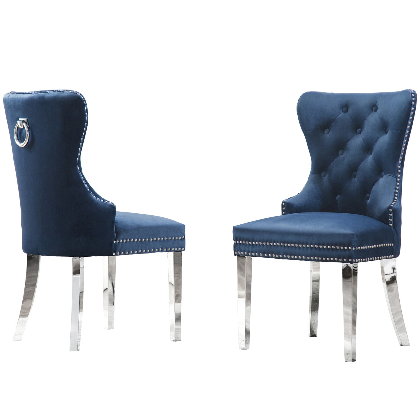 SC45-48 & SC115-8: Velvet Wing Back Button Tufted Chairs with Stainless Steel Legs