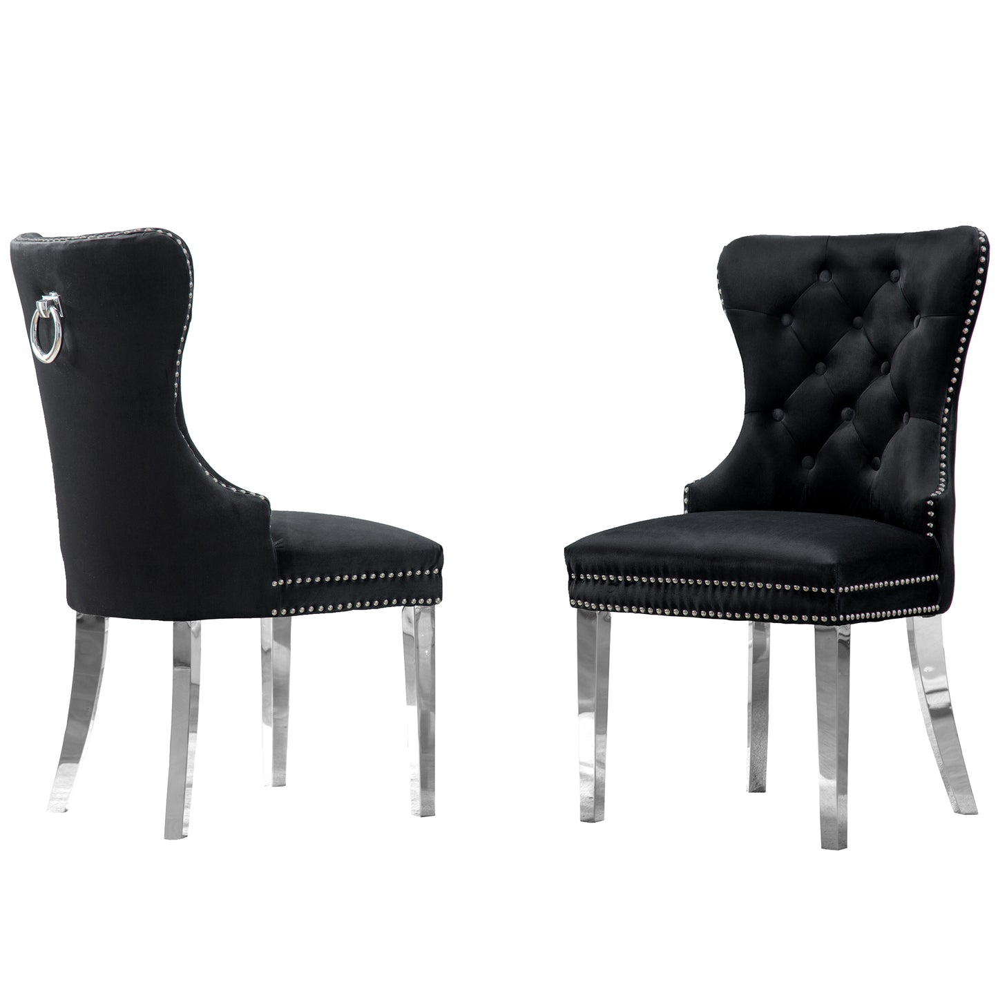 SC45-48 & SC115-8: Velvet Wing Back Button Tufted Chairs with Stainless Steel Legs