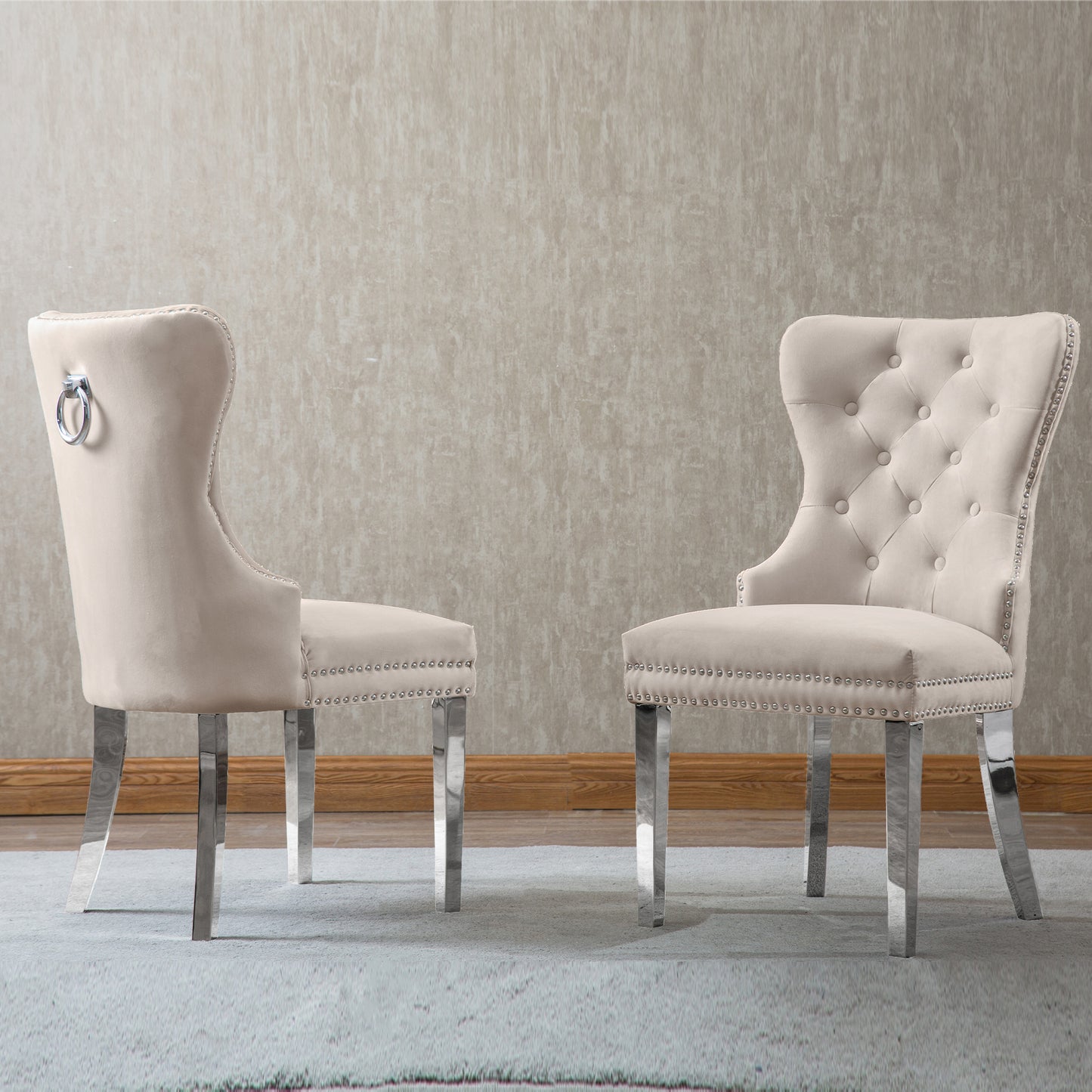 SC45-48 & SC115-8: Velvet Wing Back Button Tufted Chairs with Stainless Steel Legs