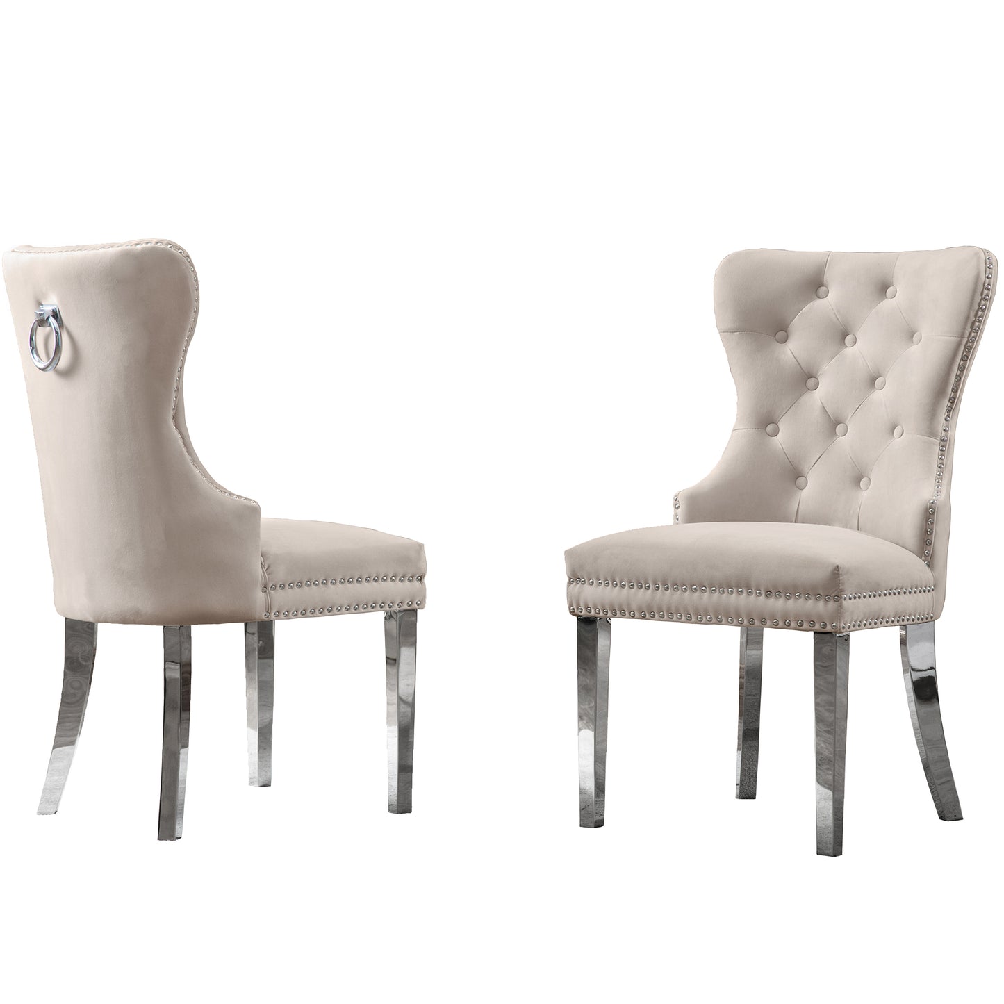 SC45-48 & SC115-8: Velvet Wing Back Button Tufted Chairs with Stainless Steel Legs