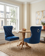 SC50-SC52 Modern Velvet Accent Dining Chair with Clear Acrylic Legs, Tufted Back, Nailhead Trim & Ring Pull by Quality Living Furniture