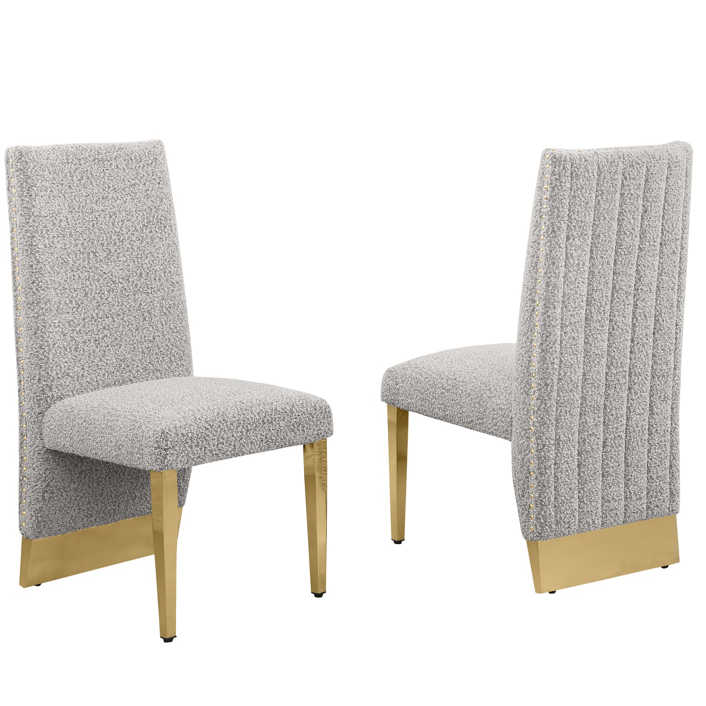 SC560-7, CH560-7, & BS560-7: Modern Upholstered Side Chair Set of 2 - Boucle Fabric - Chrome Legs