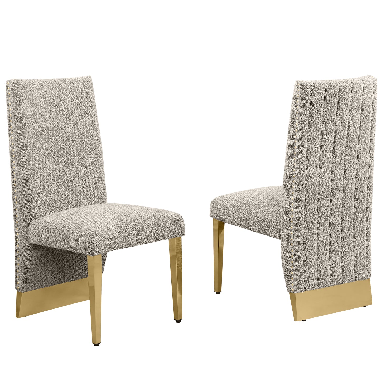 SC560-7, CH560-7, & BS560-7: Modern Upholstered Side Chair Set of 2 - Boucle Fabric - Chrome Legs